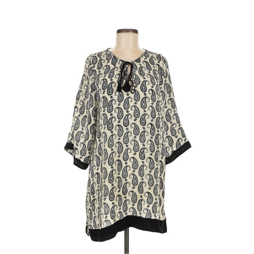 Tolani Women Ivory Paisley Dress M 100% Silk Anthropologie boho whimsical dreamy